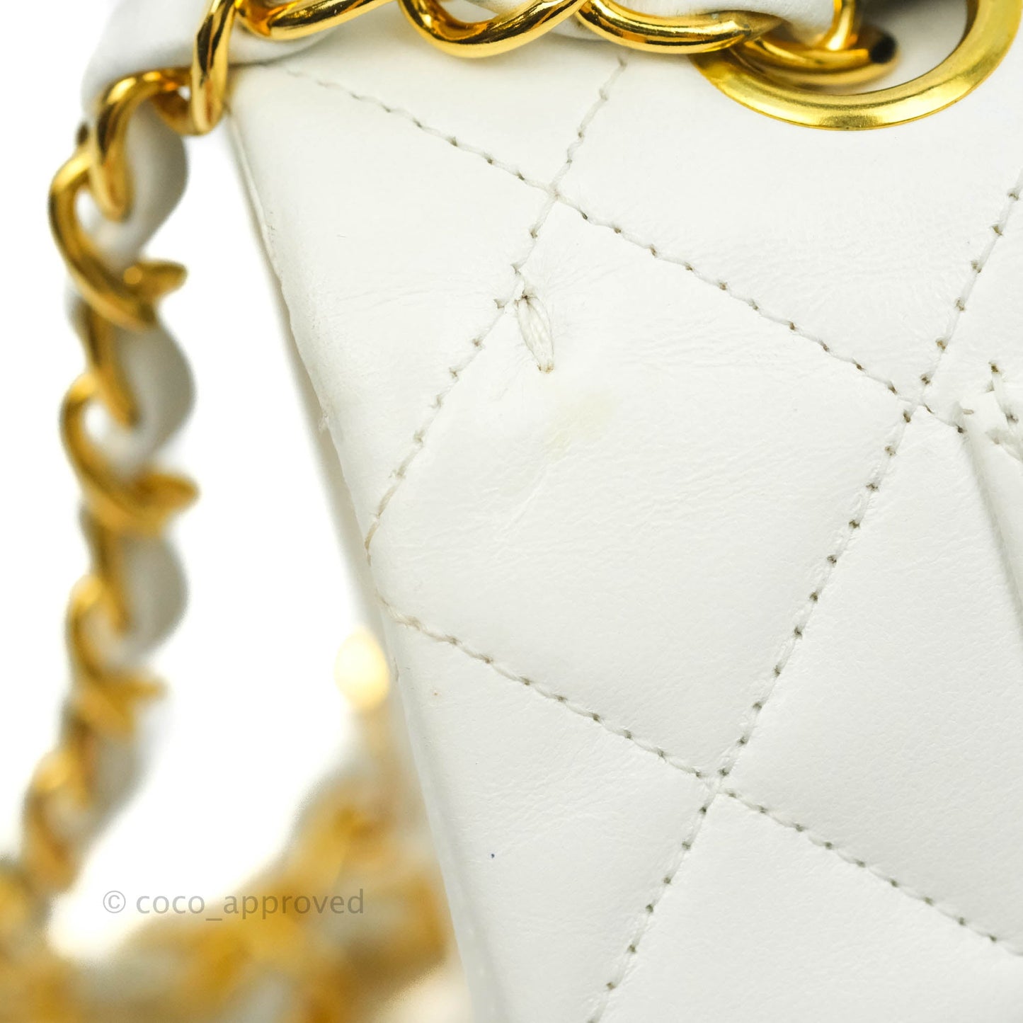 Chanel Classic Vintage Small S/M Flap White Lambskin 24K Gold Hardware