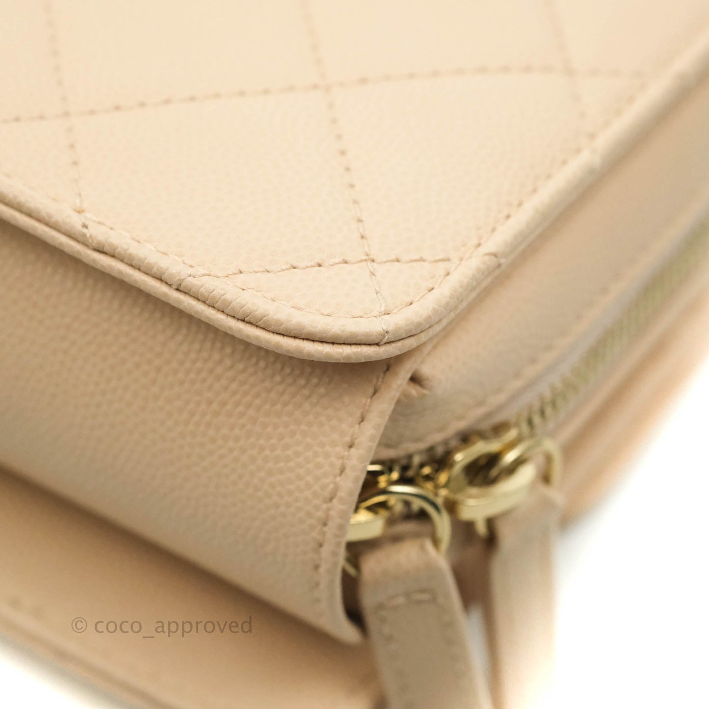 Chanel Quilted Small Like The Wallet Flap Light Beige Caviar Light Gold Hardware 22C
