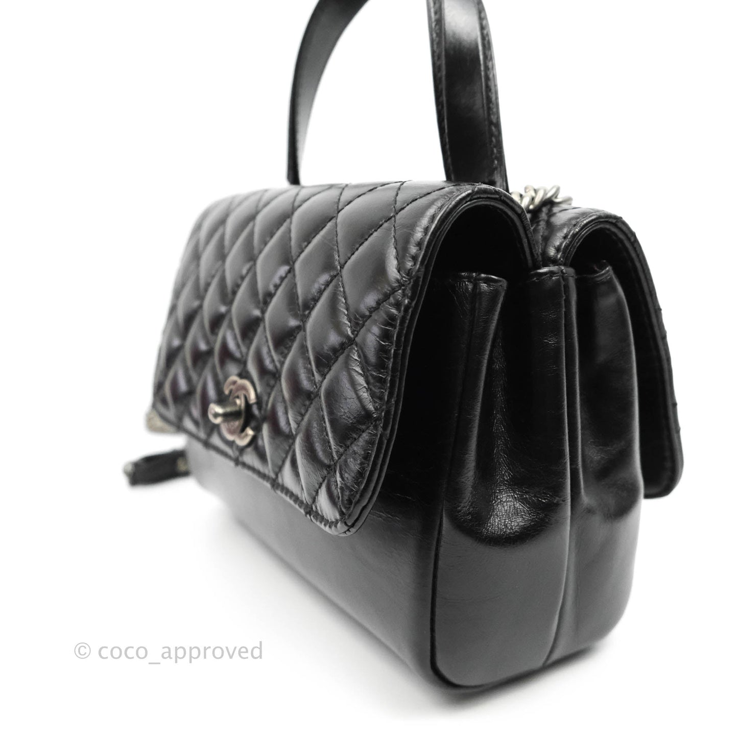 Chanel Quilted Double Sided Flap Black Aged Calfskin Ruthenium Hardware