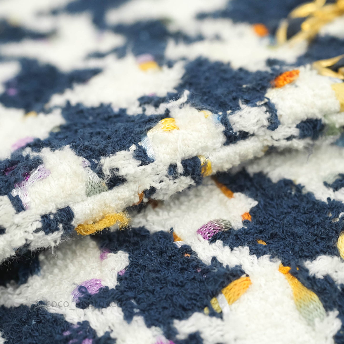 Chanel 19 Small Quilted Houndstooth Tweed Blue White Mixed Hardware