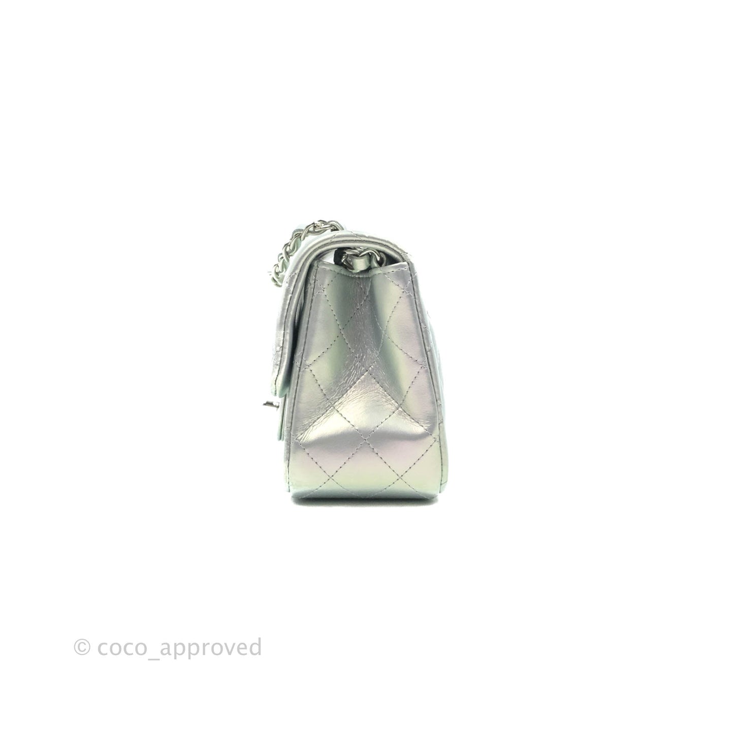 Chanel Mini Square Quilted Iridescent Lilac Silver Hardware 21K