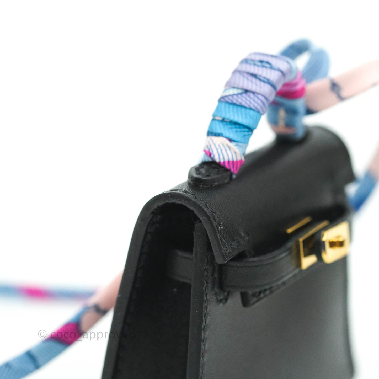 Hermès Kelly Twilly Around Bag Charm Black Tadelakt Gold Hardware