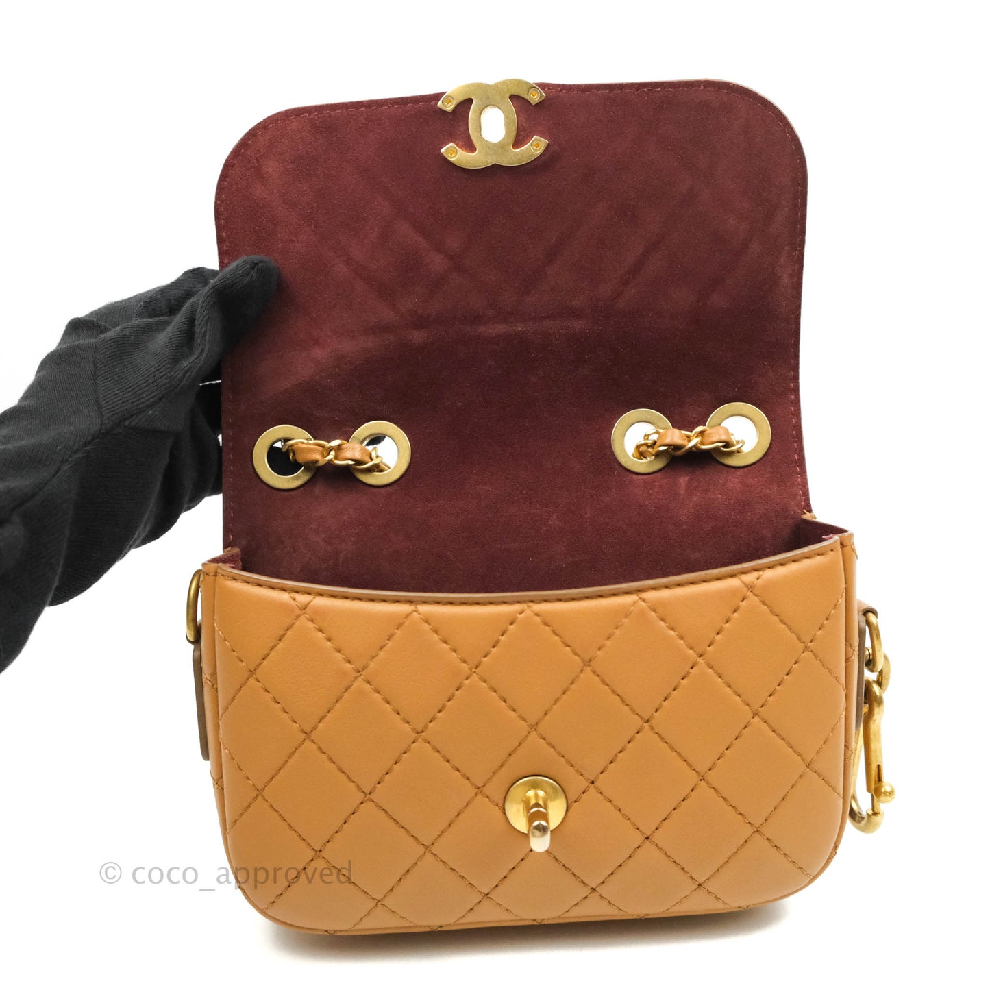 Chanel Quilted Flap With Coin Purse Caramel Calfskin Aged Gold Hardware 19K