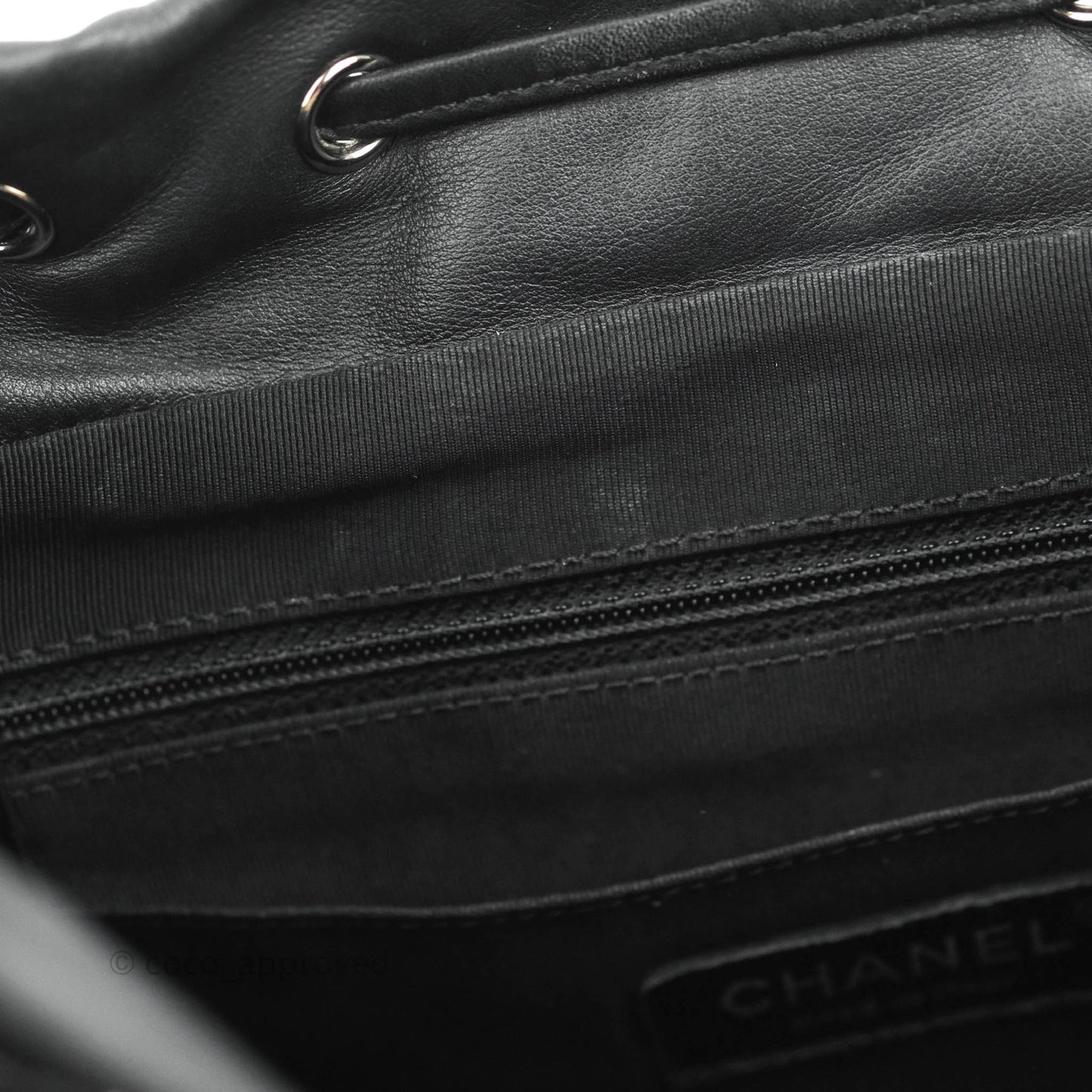 Chanel Medium Chevron Urban Spirit Backpack Black Calfskin Silver Hardware