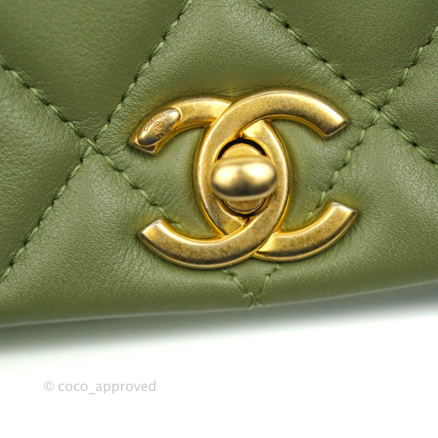 Chanel Clutch with Chain Olive Calfskin Aged Gold Hardware