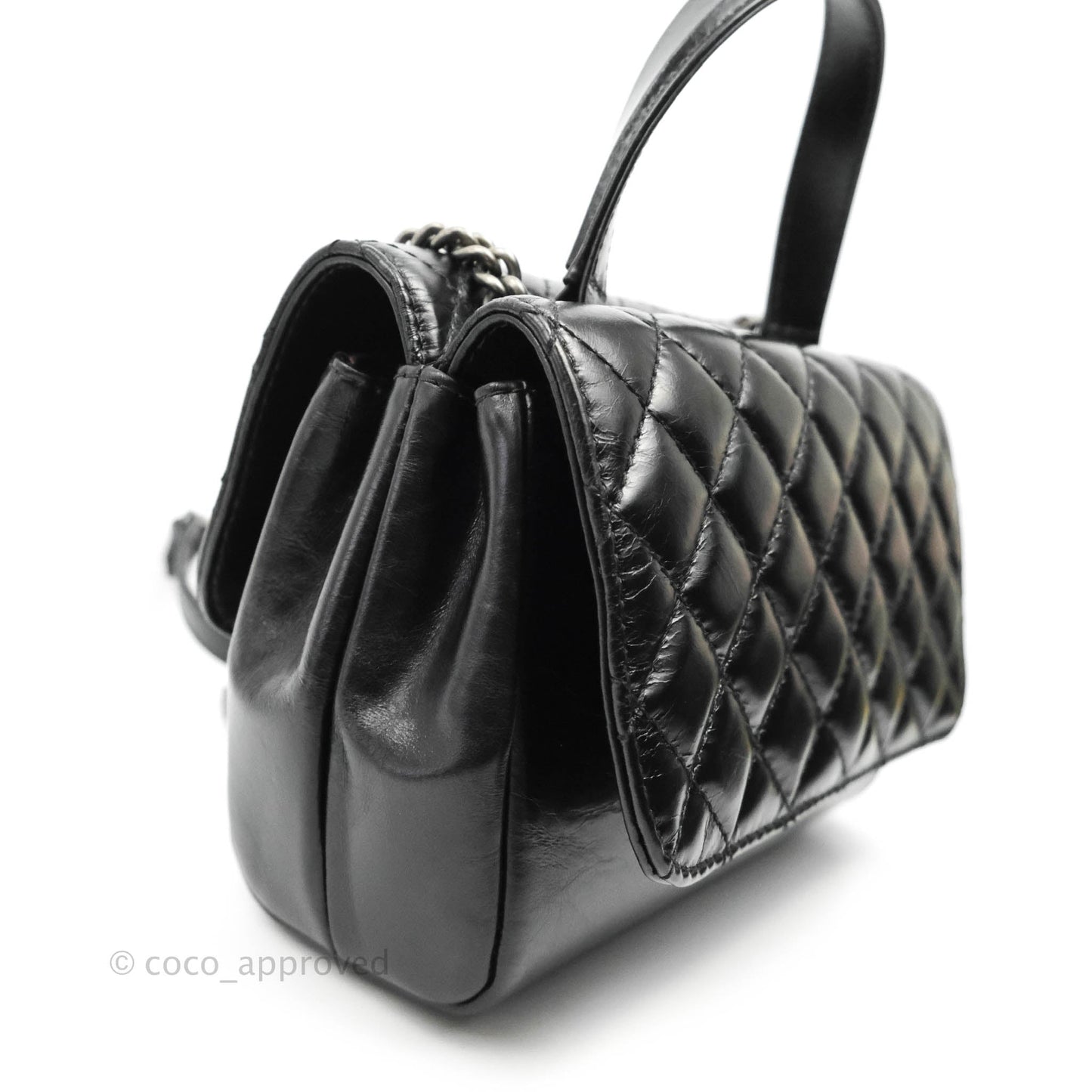Chanel Quilted Double Sided Flap Black Aged Calfskin Ruthenium Hardware