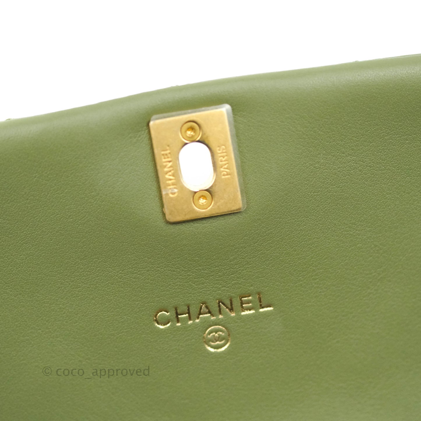 Chanel Clutch with Chain Olive Calfskin Aged Gold Hardware