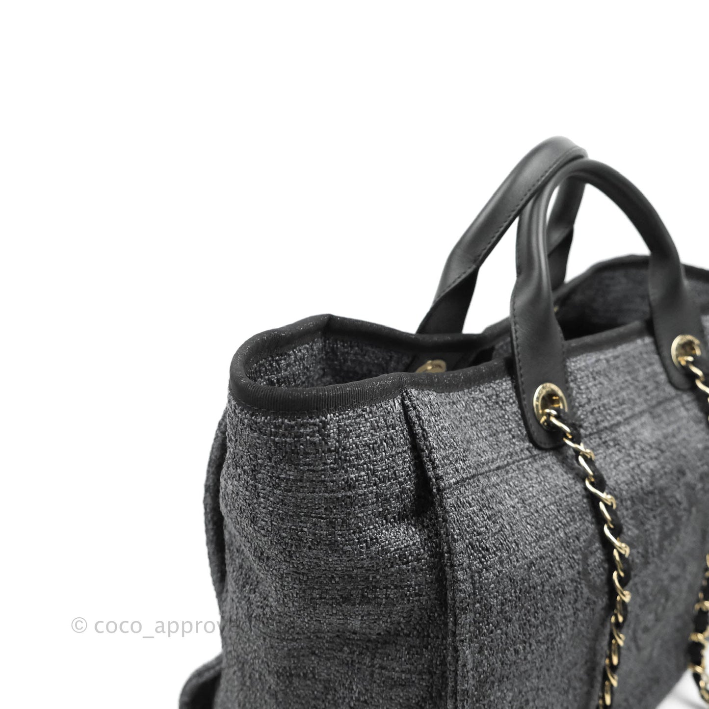 Chanel Deauville Charcoal Grey Canvas Gold Hardware