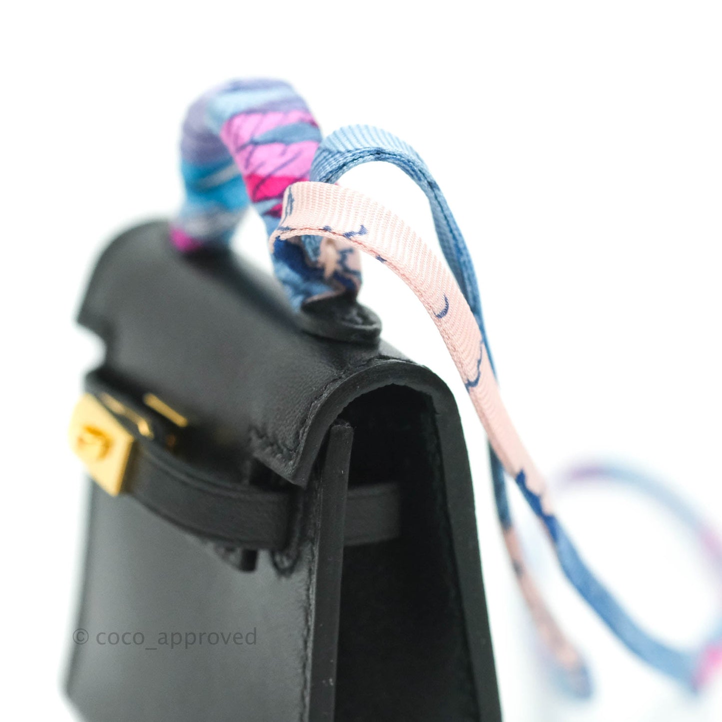 Hermès Kelly Twilly Around Bag Charm Black Tadelakt Gold Hardware