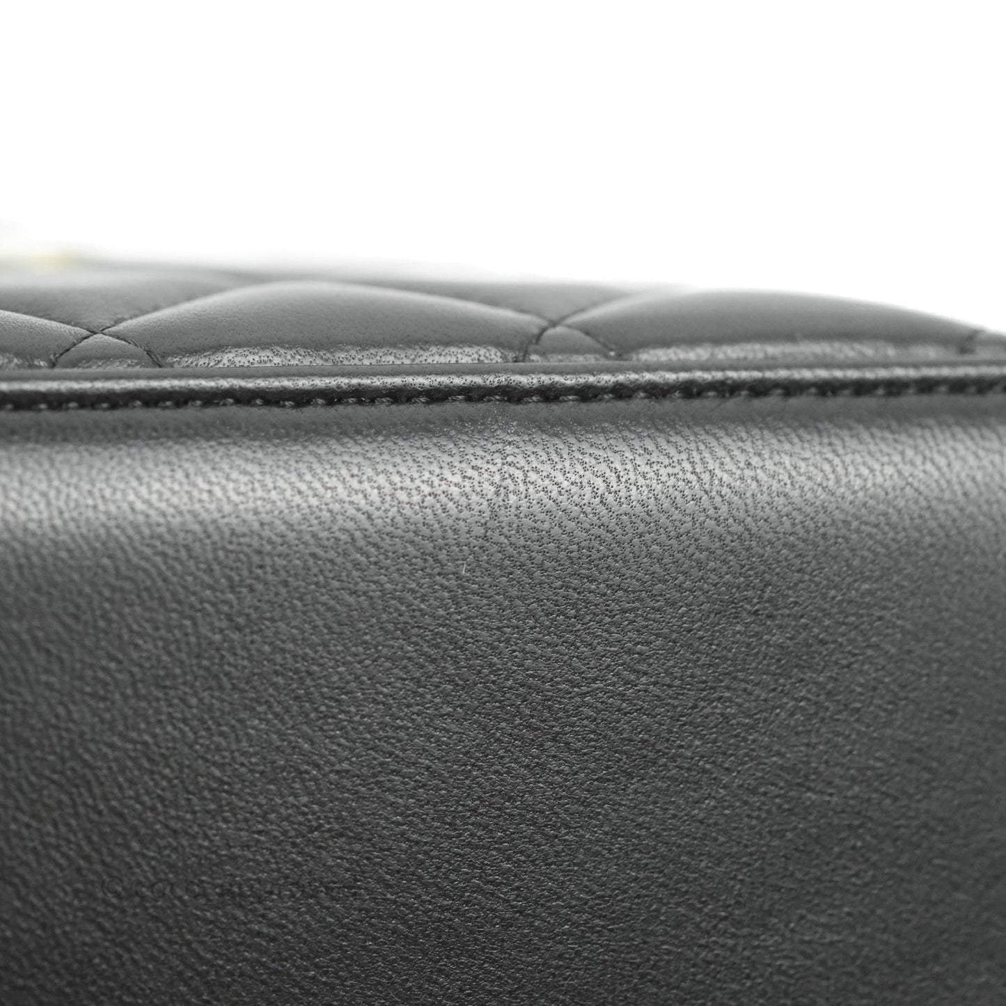 Chanel Classic Vanity Rectangular Top Handle With Chain Black Lambskin Gold Hardware