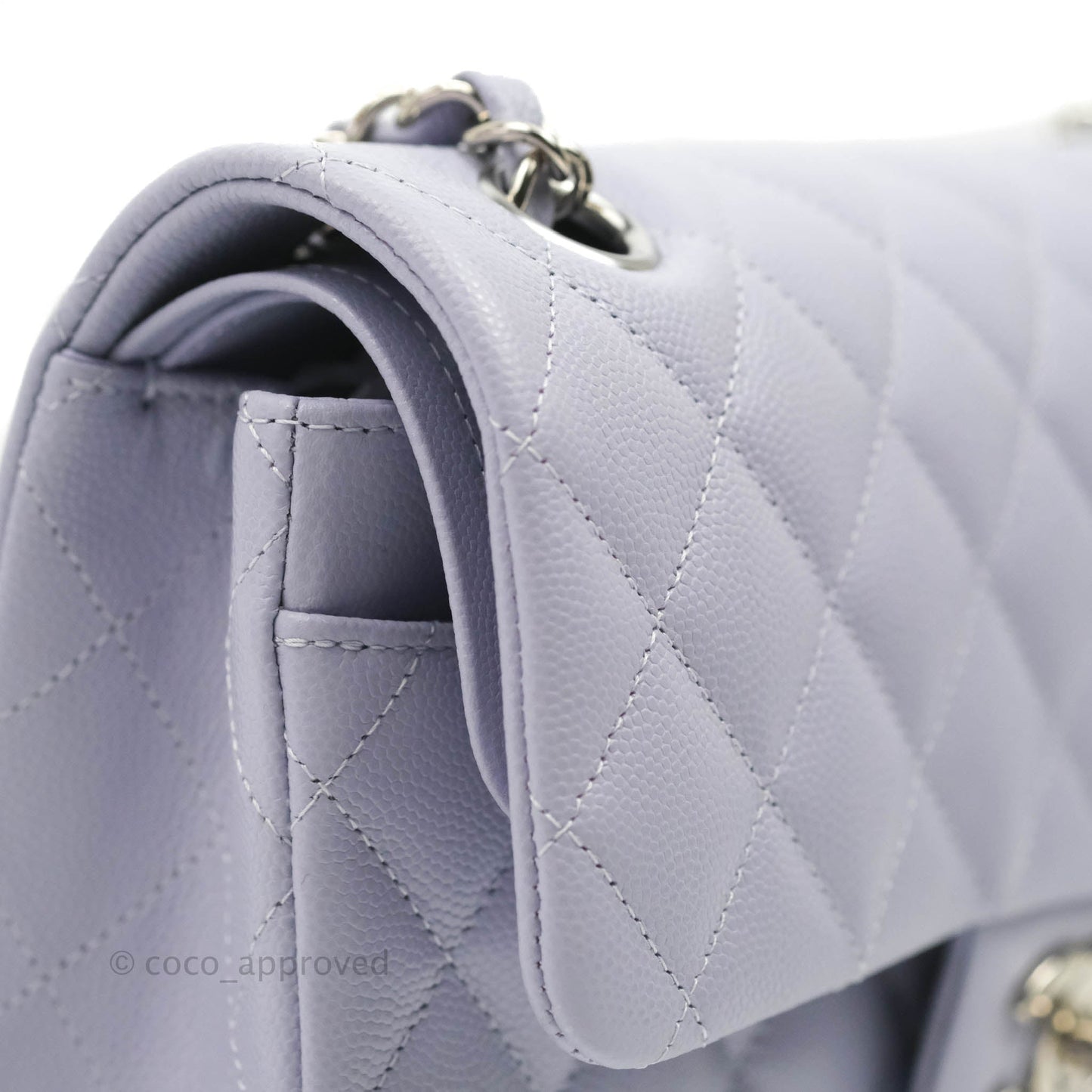 Chanel Classic Small S/M Flap Lilac Caviar Silver Hardware 21K