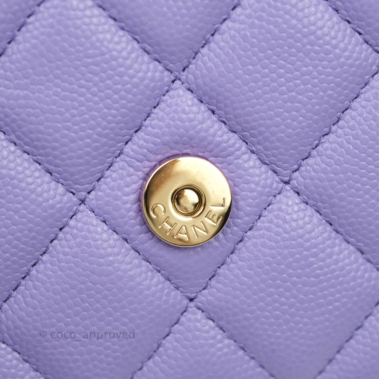 Chanel Quilted Wallet on Chain WOC Purple Caviar Gold Hardware 20S