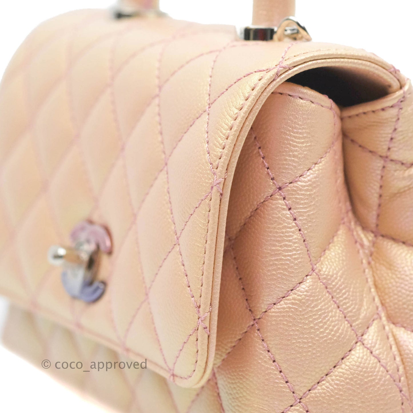 Chanel Extra Mini Coco Handle Iridescent Pink Caviar Rainbow Hardware