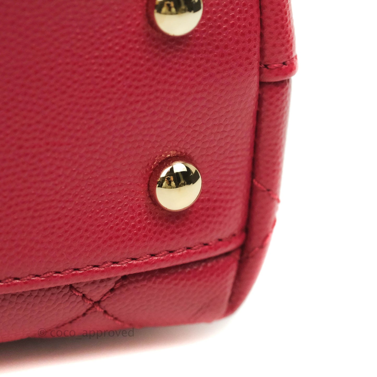 Chanel Small (Mini) Coco Handle Quilted Rosy Red Caviar Gold Hardware 21A