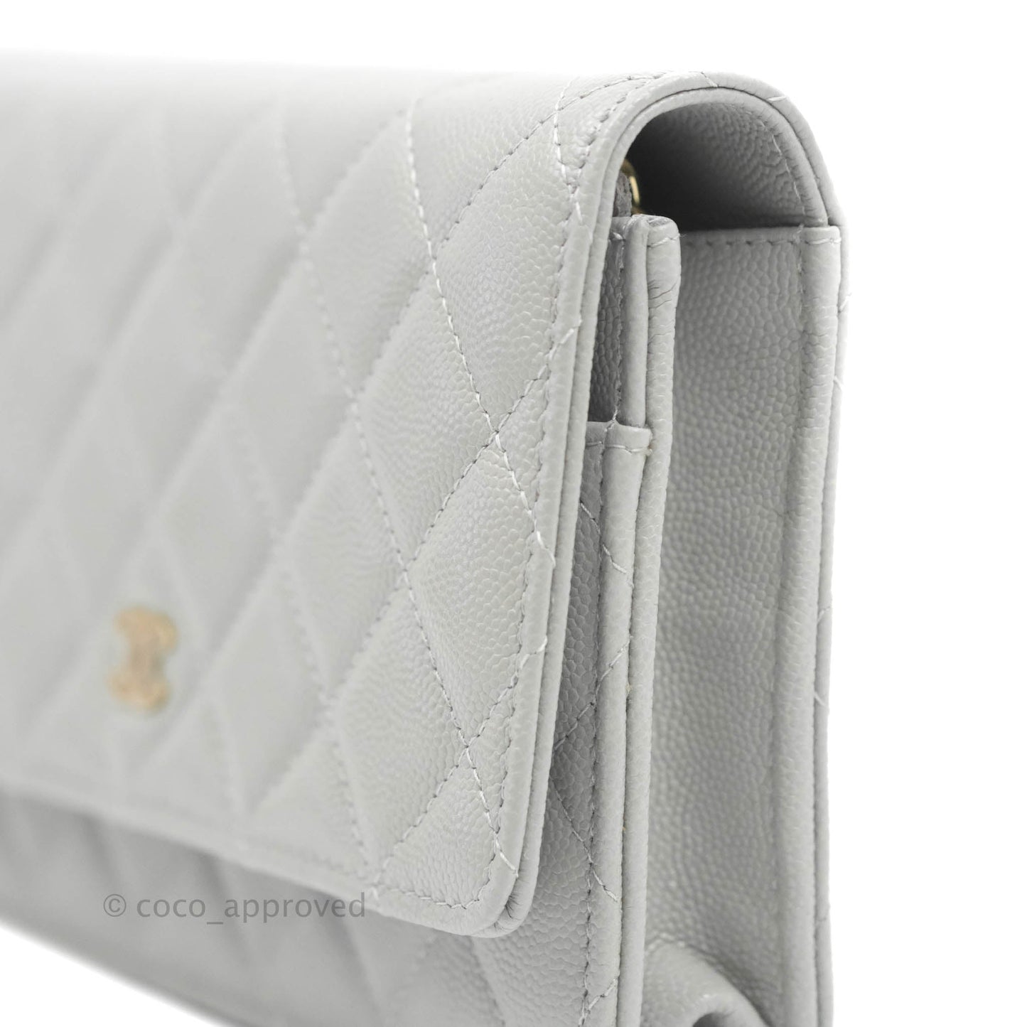 Chanel Quilted Wallet on Chain WOC Grey Caviar Gold Hardware 21A