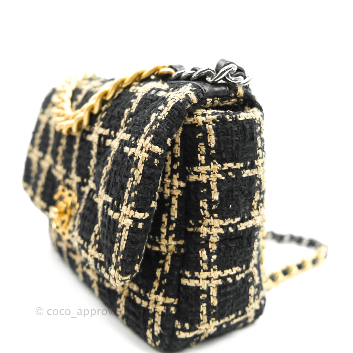Chanel 19 Small Tweed Black Beige Mixed Hardware