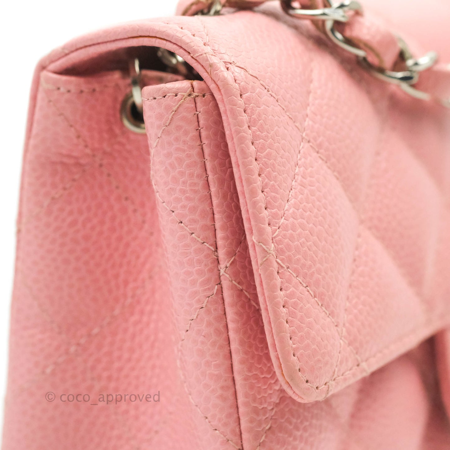 Chanel Quilted Vintage Mini Square Flap Pink Caviar Silver Hardware