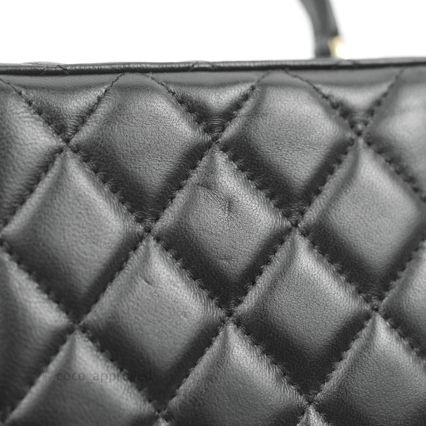 Chanel Classic Vanity Rectangular Top Handle With Chain Black Lambskin Gold Hardware