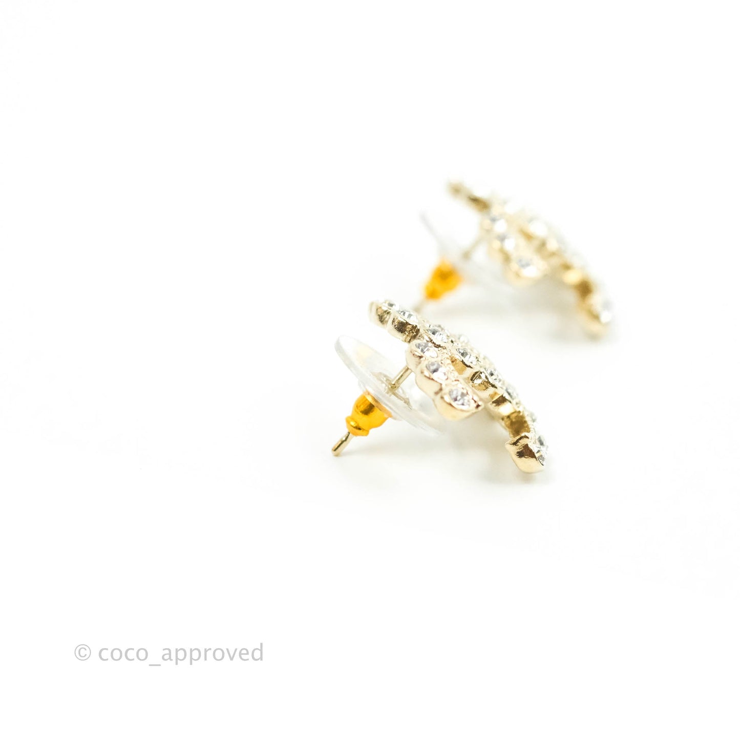 Chanel CC Crystal Earrings Light Gold Hardware 20S