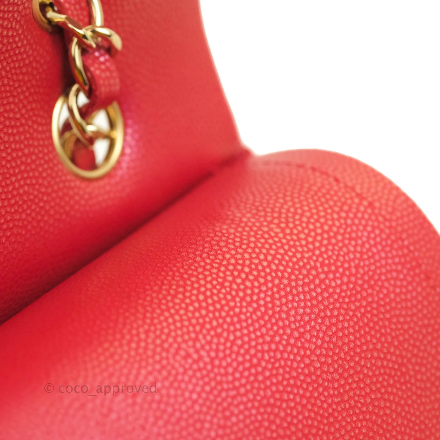Chanel Classic M/L Medium Double Flap Iridescent Red Caviar Gold Hardware 21S