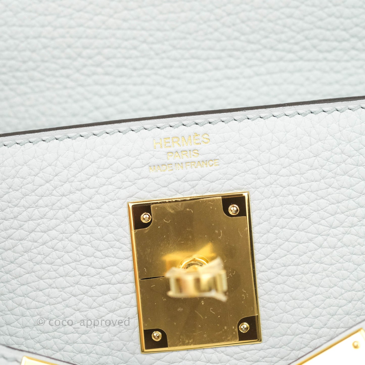 Hermès Kelly 28 Retourne Taurillon Clemence Bleu Pale Gold Hardware