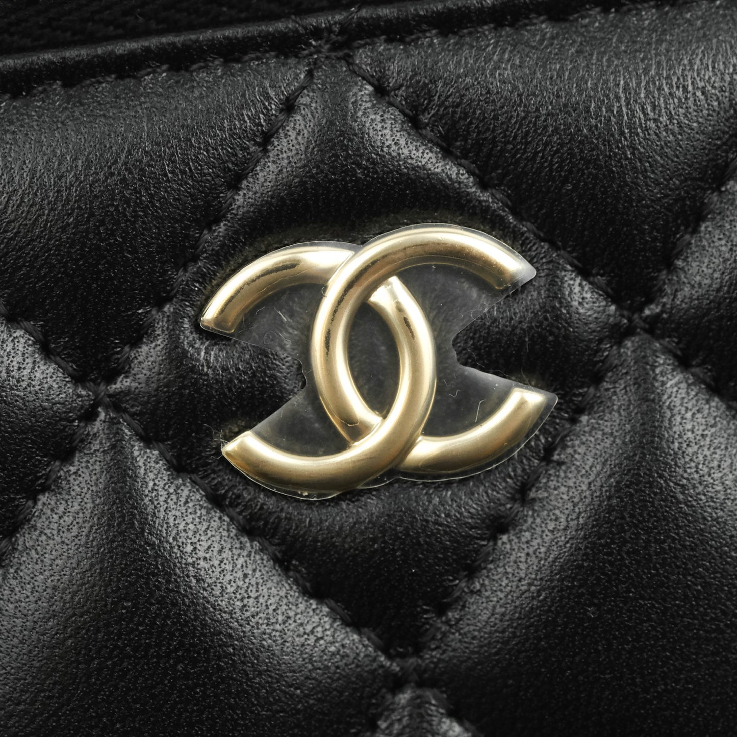 Chanel Classic Vanity Rectangular Top Handle With Chain Black Lambskin Gold Hardware