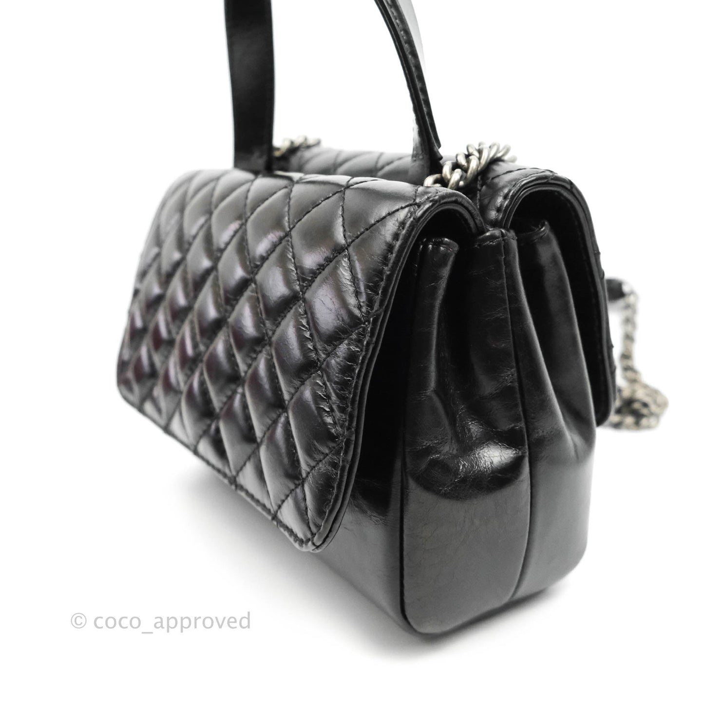 Chanel Quilted Double Sided Flap Black Aged Calfskin Ruthenium Hardware