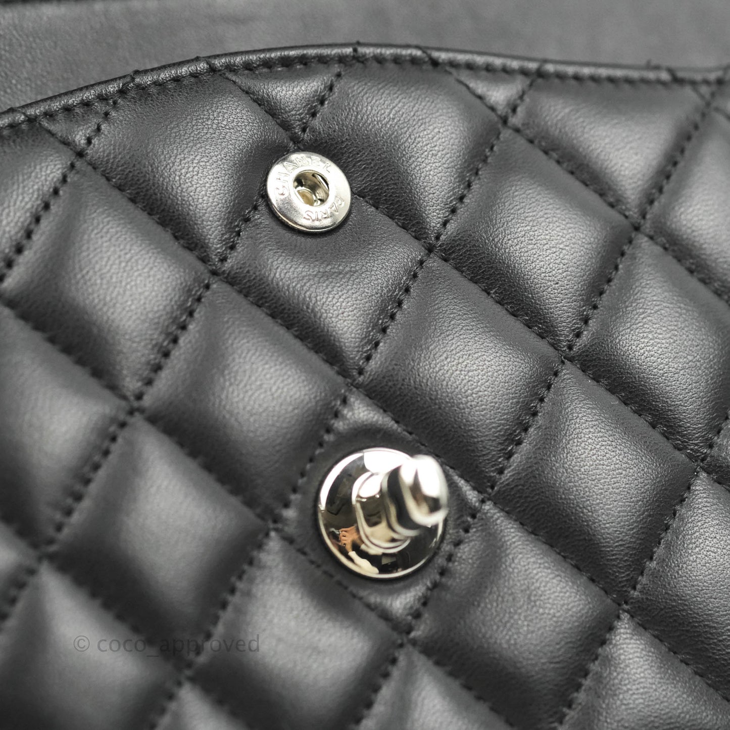 Chanel Classic M/L Medium Double Flap Black Lambskin Silver Hardware