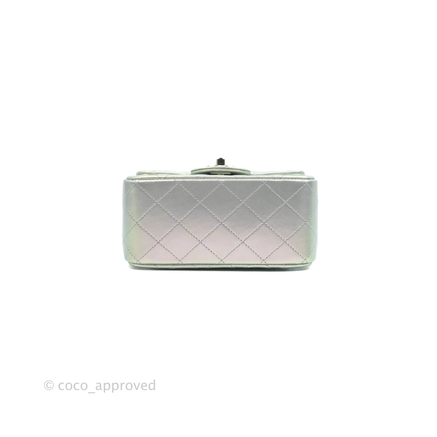 Chanel Mini Square Quilted Iridescent Lilac Silver Hardware 21K