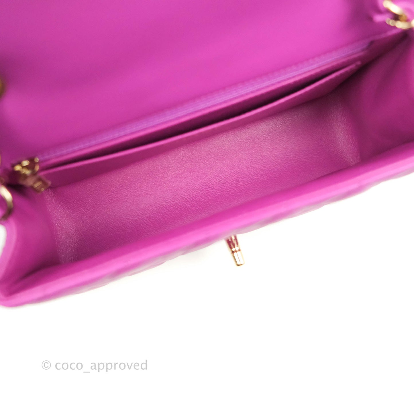 Chanel Quilted Mini Rectangular Purple Lambskin Gold Hardware