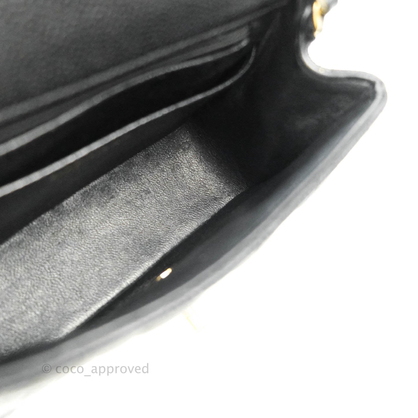 Chanel Quilted Mini Square Flap Bag Black Caviar Aged Gold Hardware