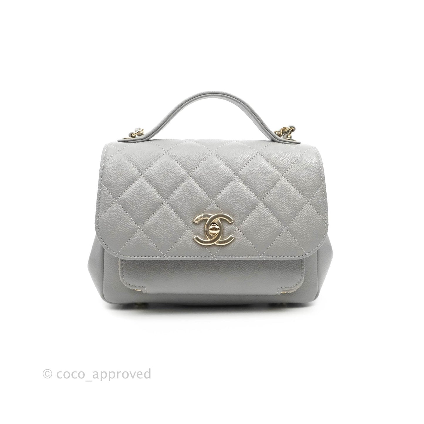 Chanel Quilted Small Business Affinity Flap Grey Caviar Gold Hardware