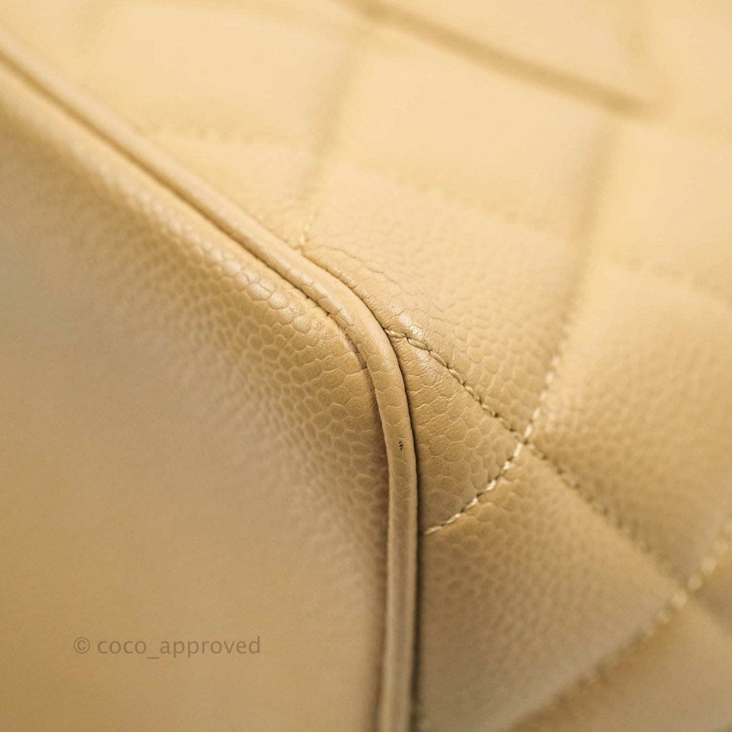 Chanel Vintage CC Dark Beige Caviar Tote Bag Gold Hardware