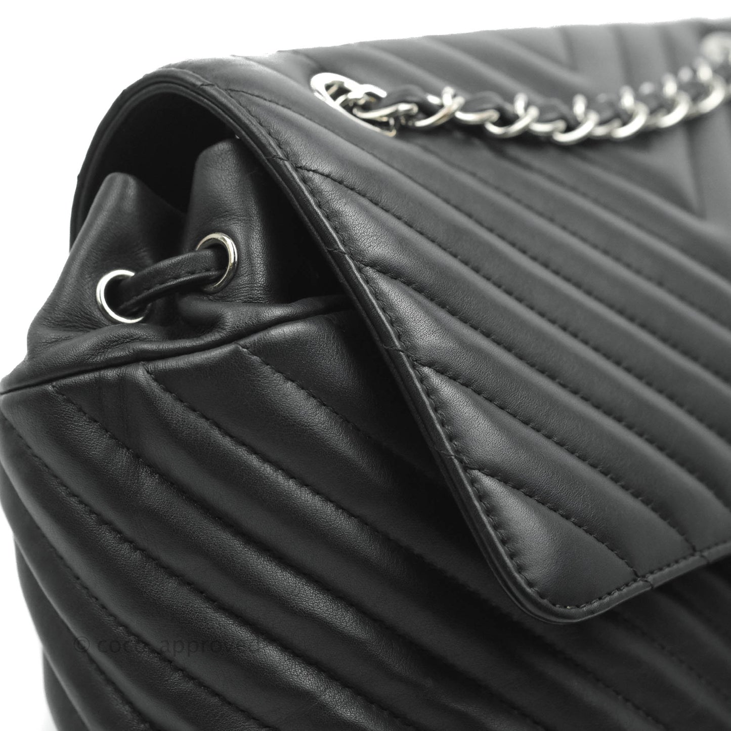 Chanel Medium Chevron Urban Spirit Backpack Black Calfskin Silver Hardware