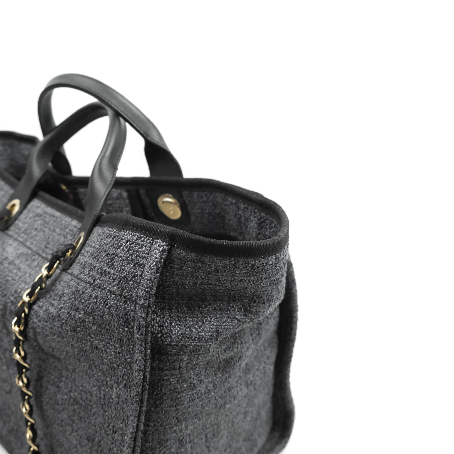 Chanel Deauville Charcoal Grey Canvas Gold Hardware
