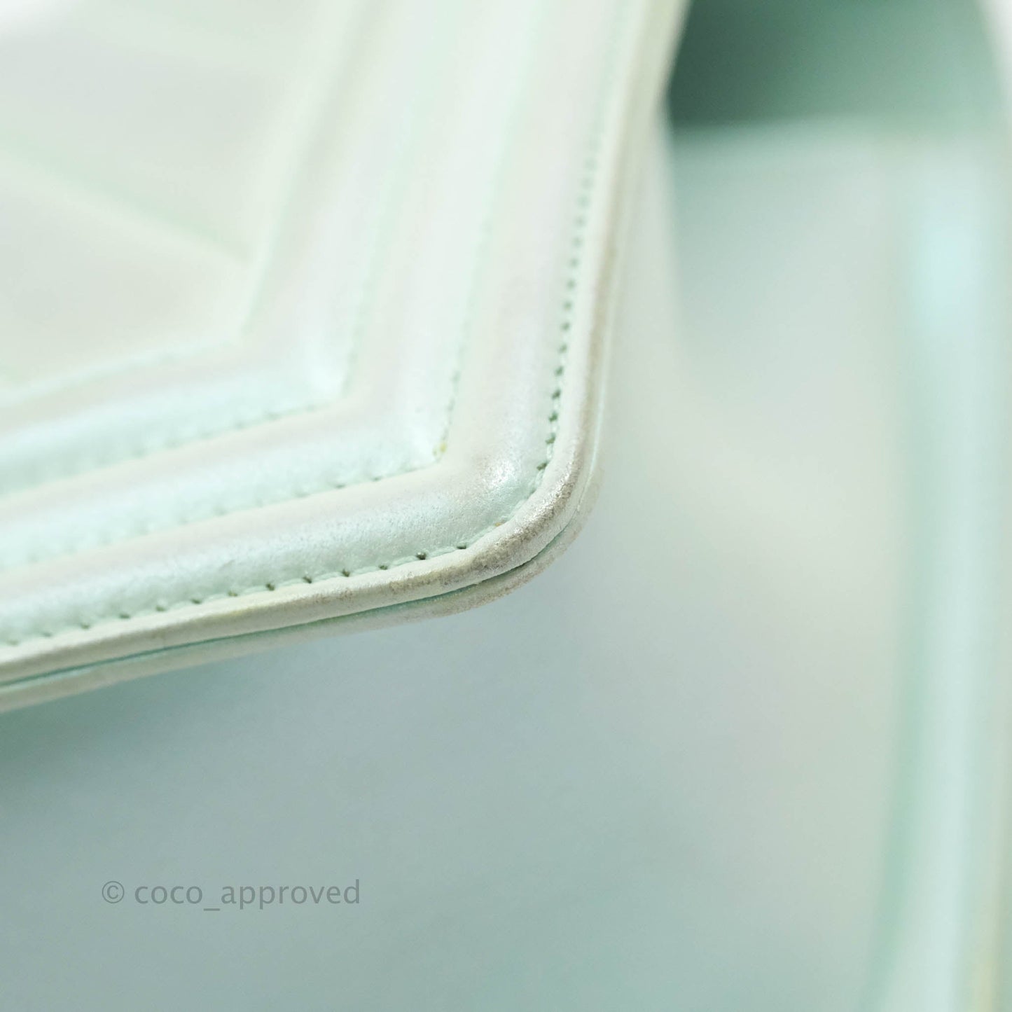 Chanel Medium Chevron Boy Iridescent Light Mint Calfskin Silver Hardware