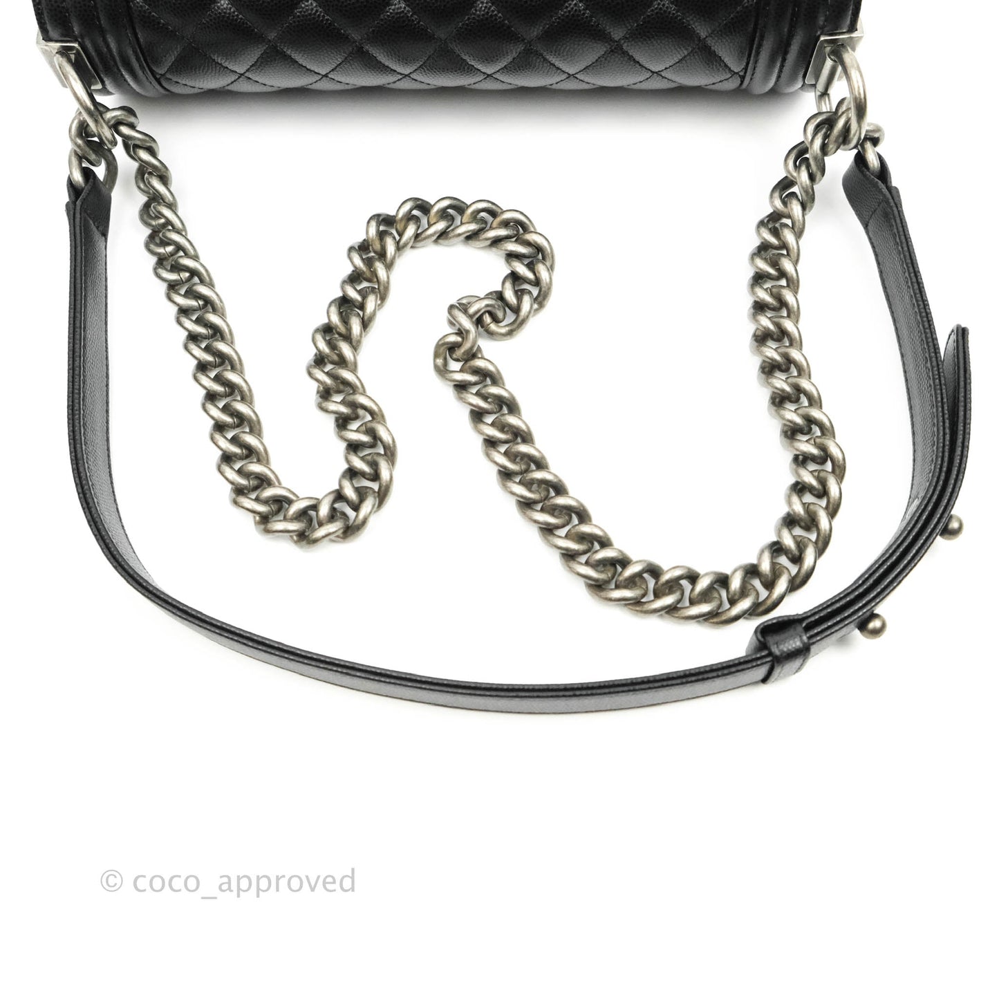 Chanel Quilted Medium Boy Bag Black Caviar Ruthenium Hardware