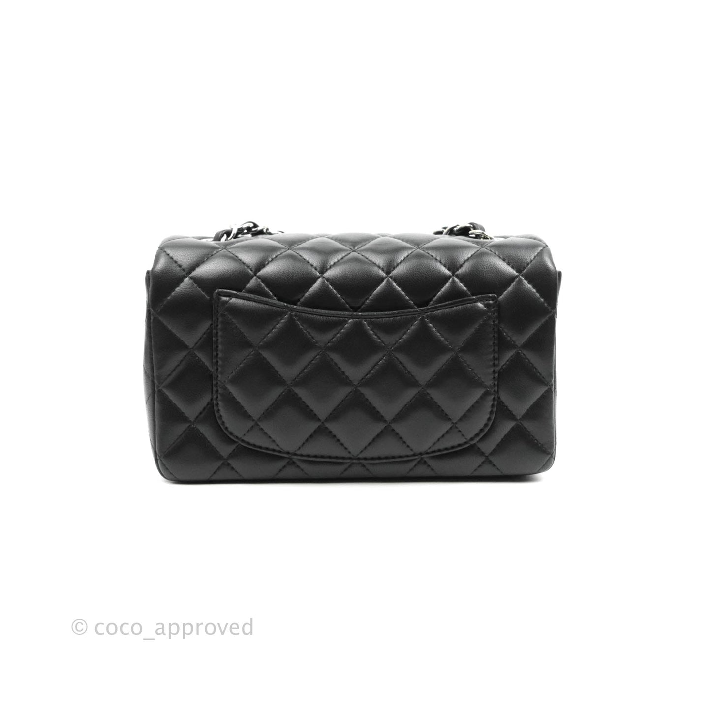 Chanel Quilted Mini Rectangular Black Lambskin Silver Hardware