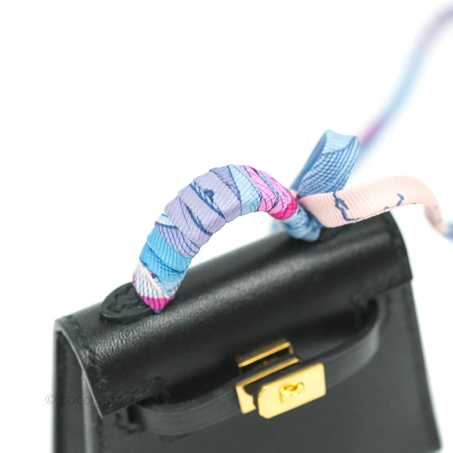 Hermès Kelly Twilly Around Bag Charm Black Tadelakt Gold Hardware