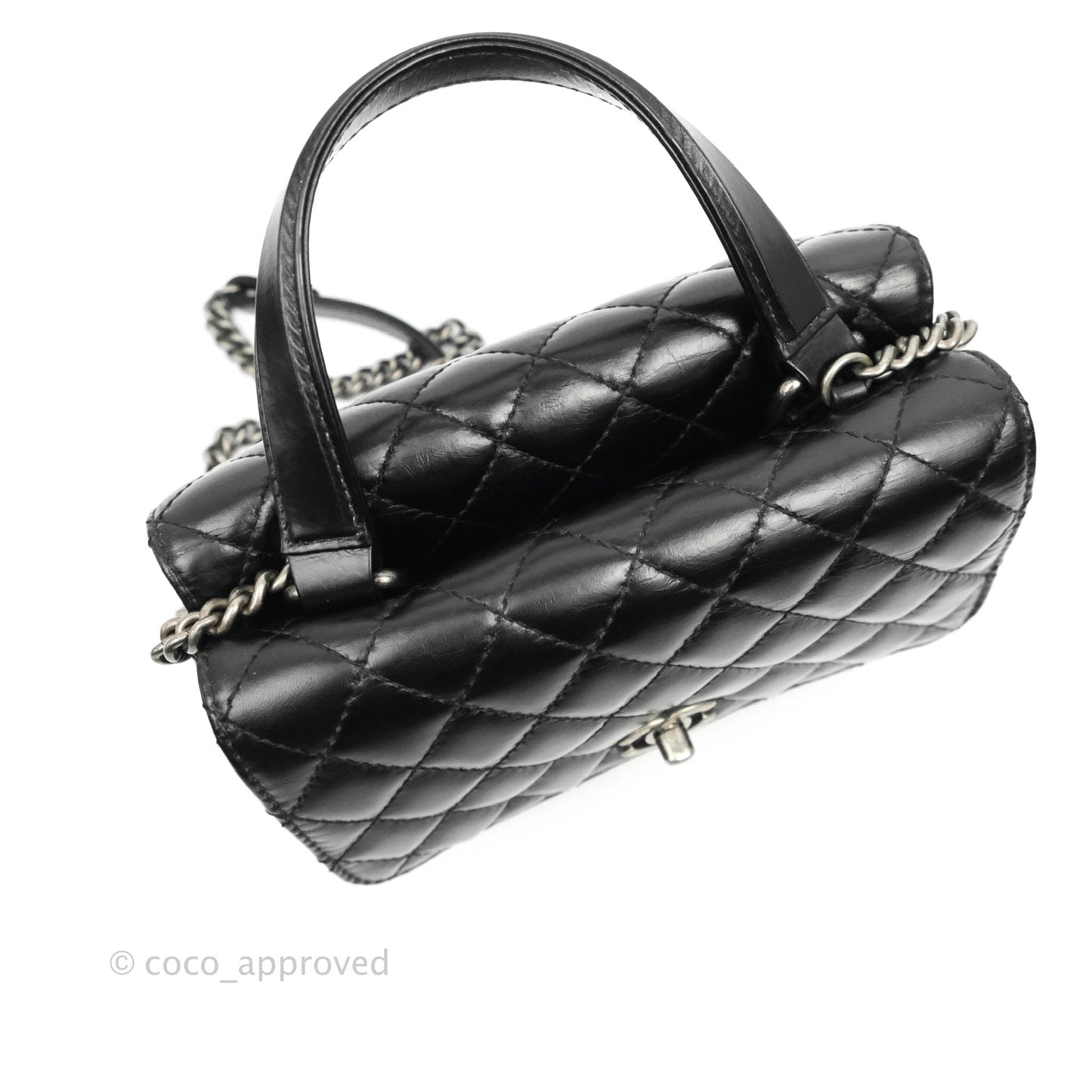 Chanel Quilted Double Sided Flap Black Aged Calfskin Ruthenium Hardware