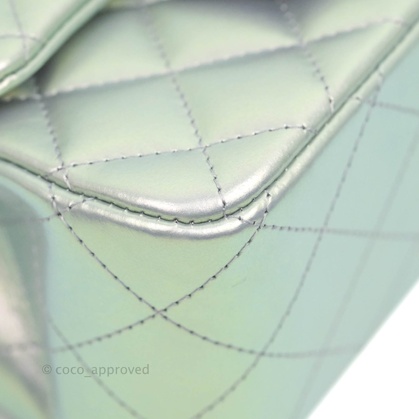 Chanel Mini Square Quilted Iridescent Lilac Silver Hardware 21K