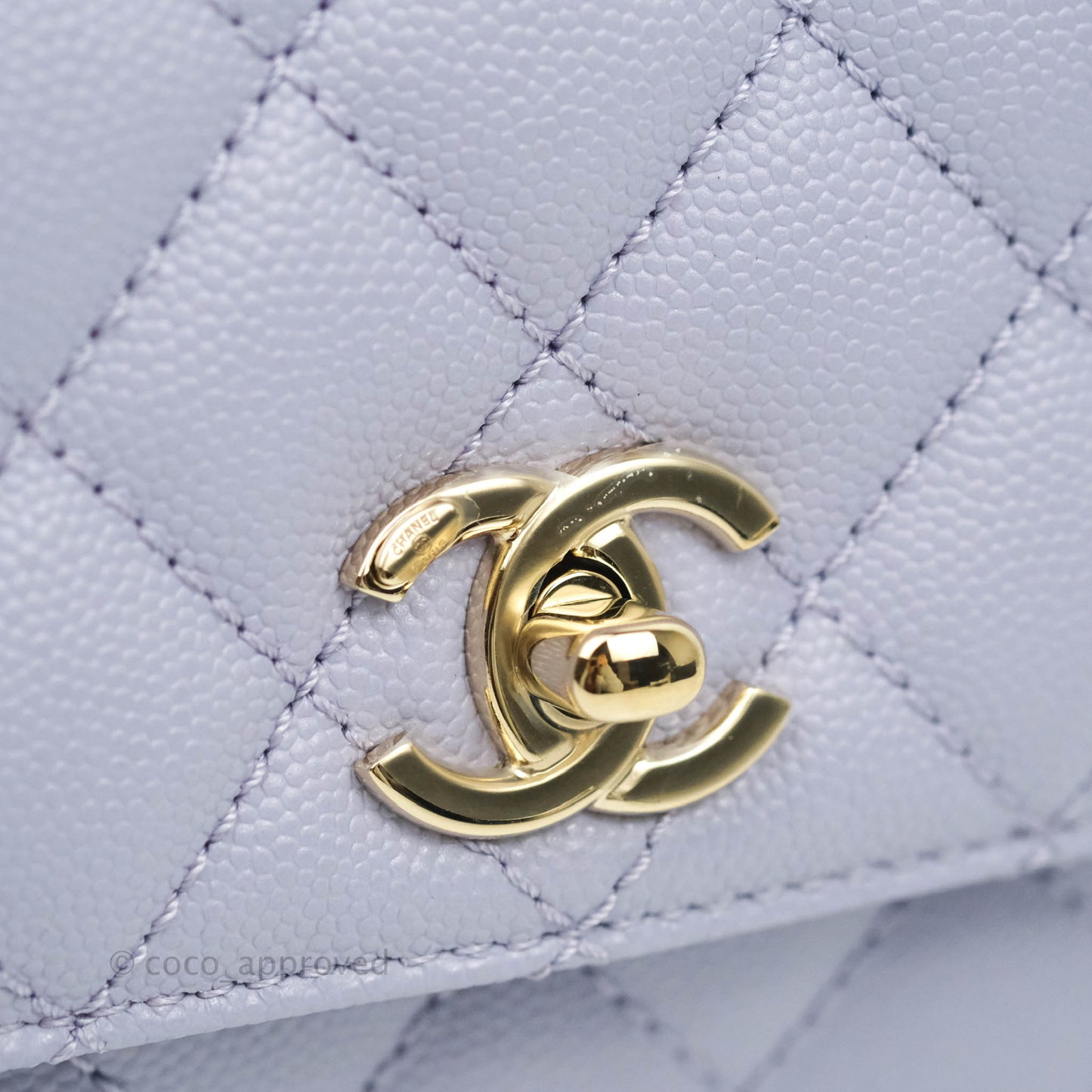 Chanel Small Coco Handle Chevron Purple Lilac Caviar Gold Hardware 21K