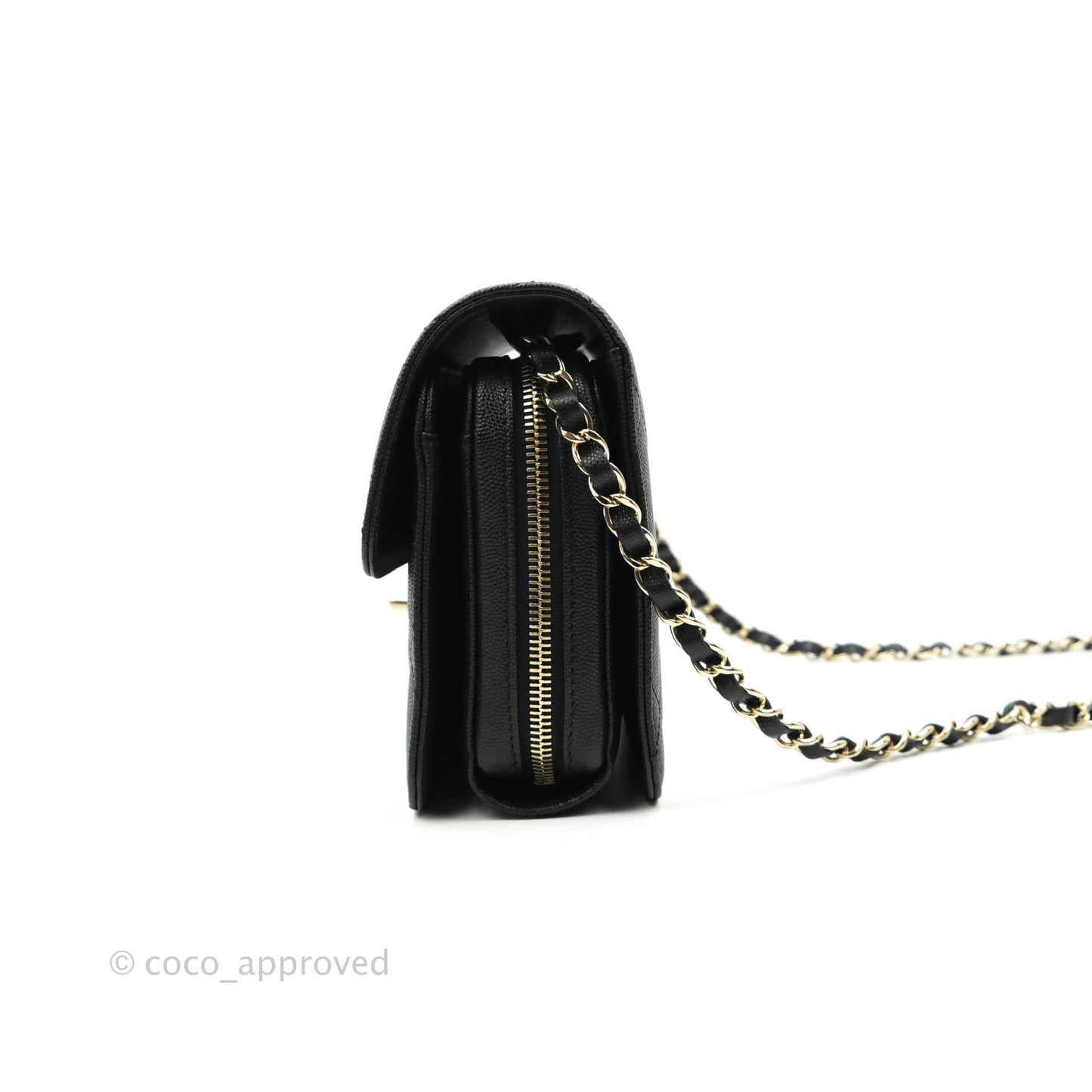 Chanel Quilted Like The Wallet Medium Flap Black Caviar Gold Hardware 22C