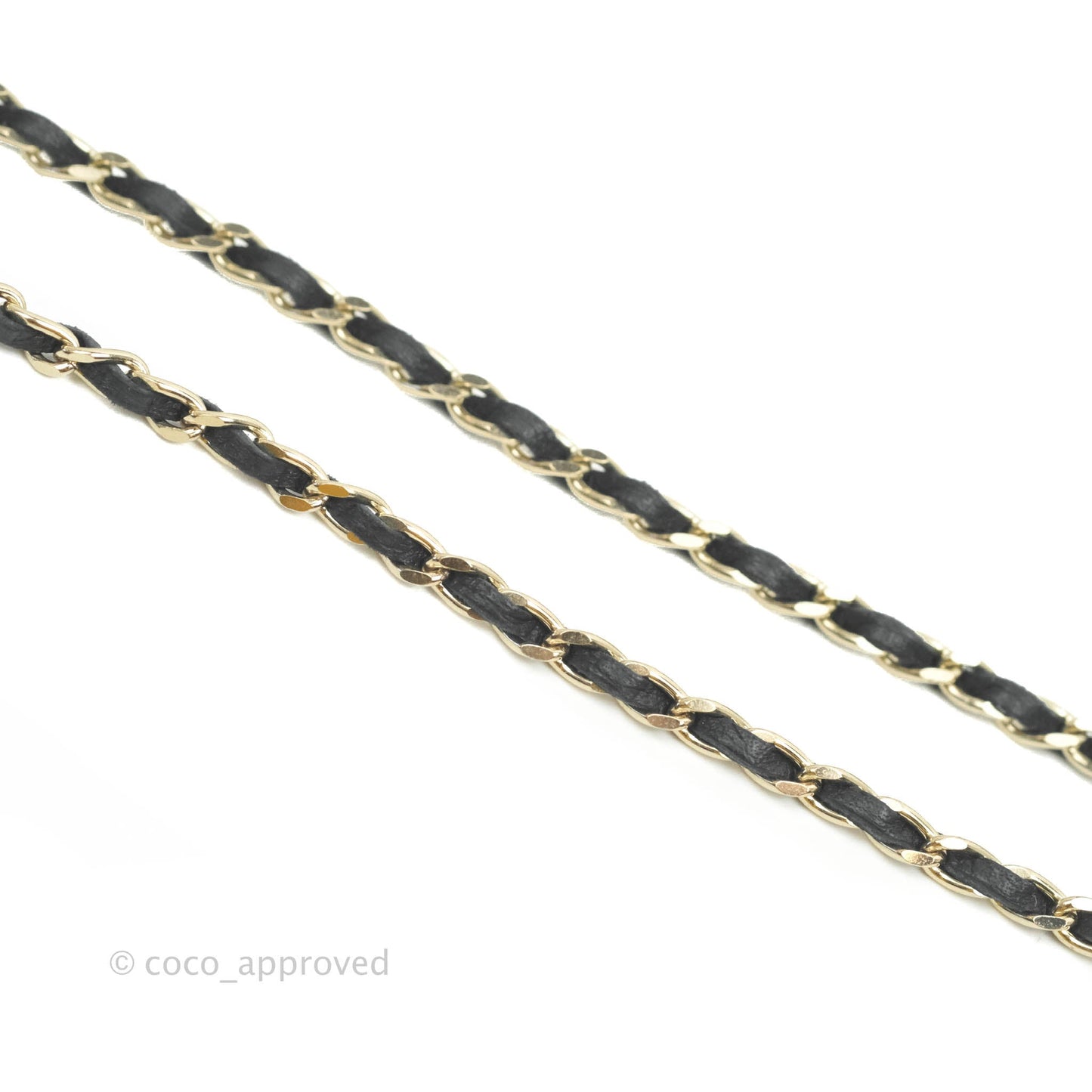 Chanel Necklace Choker Pearl Pendant Light Gold With Leather 21A