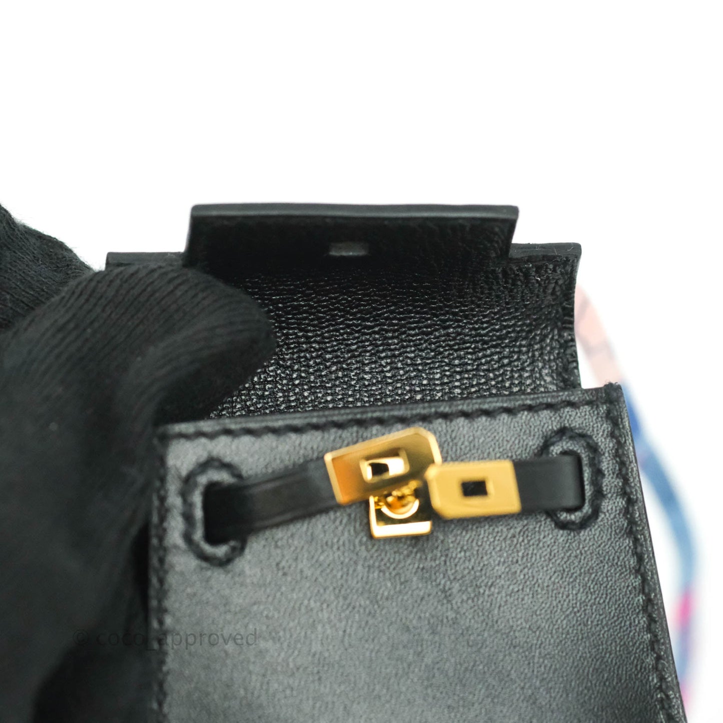 Hermès Kelly Twilly Around Bag Charm Black Tadelakt Gold Hardware