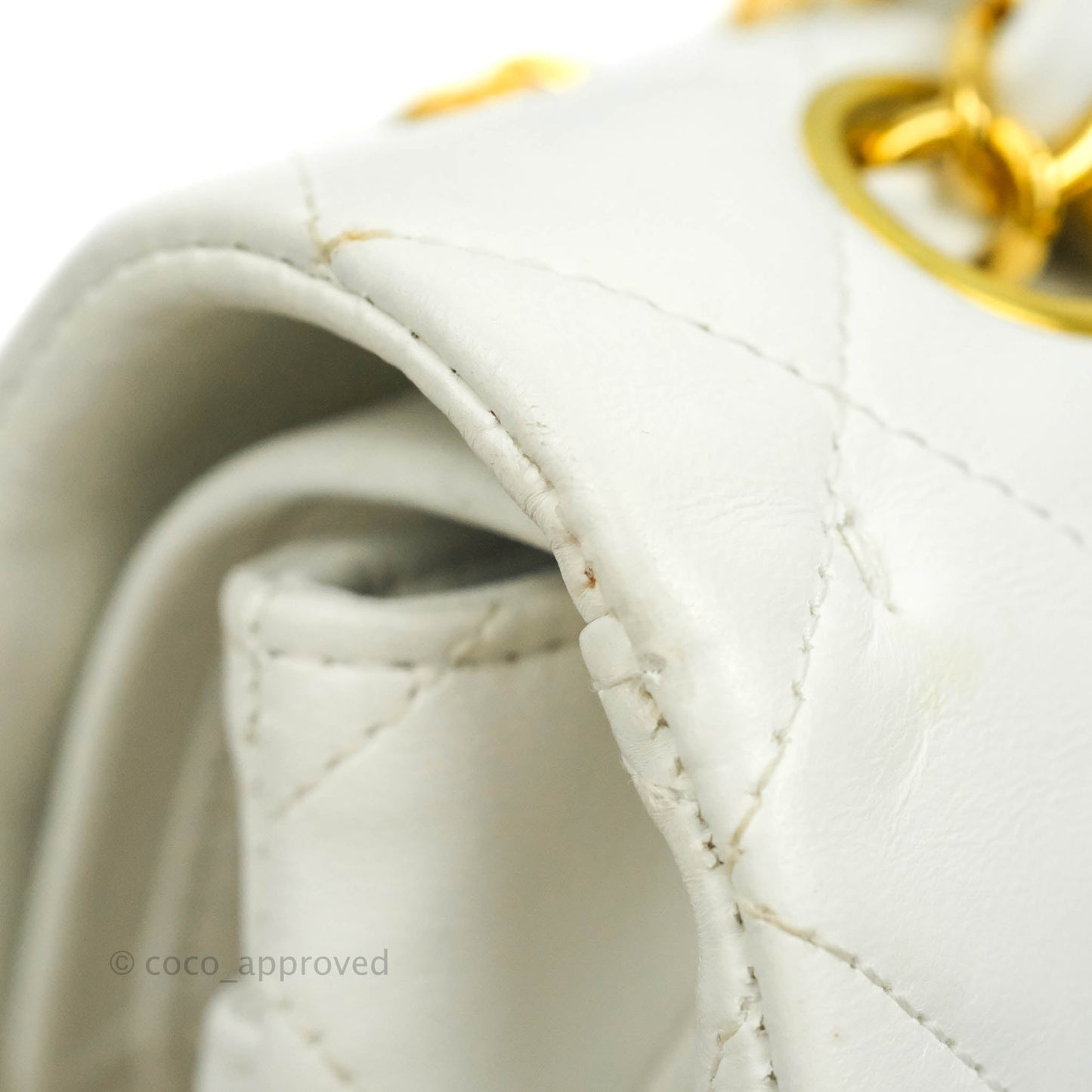 Chanel Classic Vintage Small S/M Flap White Lambskin 24K Gold Hardware