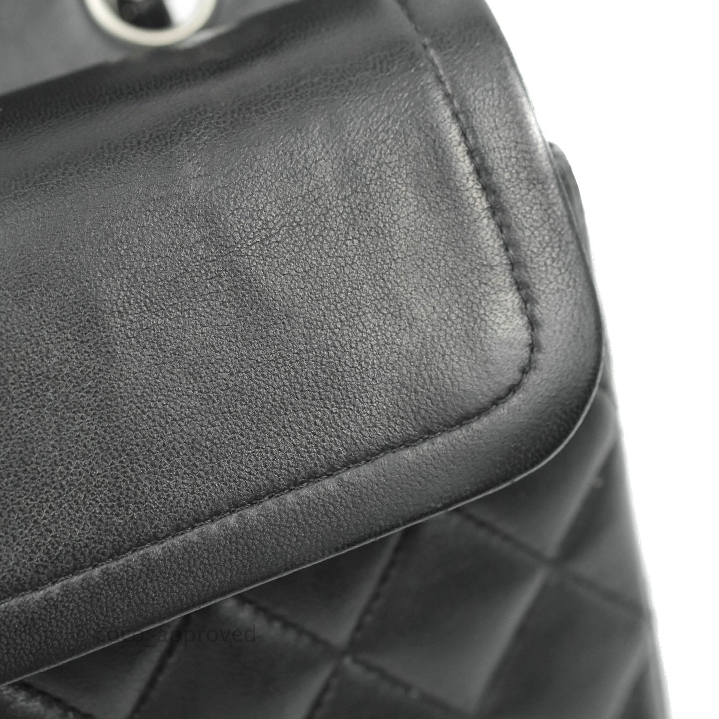 Chanel Classic M/L Medium Double Flap Black Lambskin Silver Hardware
