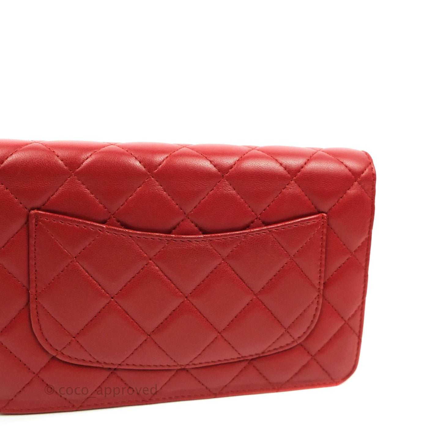 Chanel Quilted Wallet on Chain WOC Red Lambskin Silver Hardware