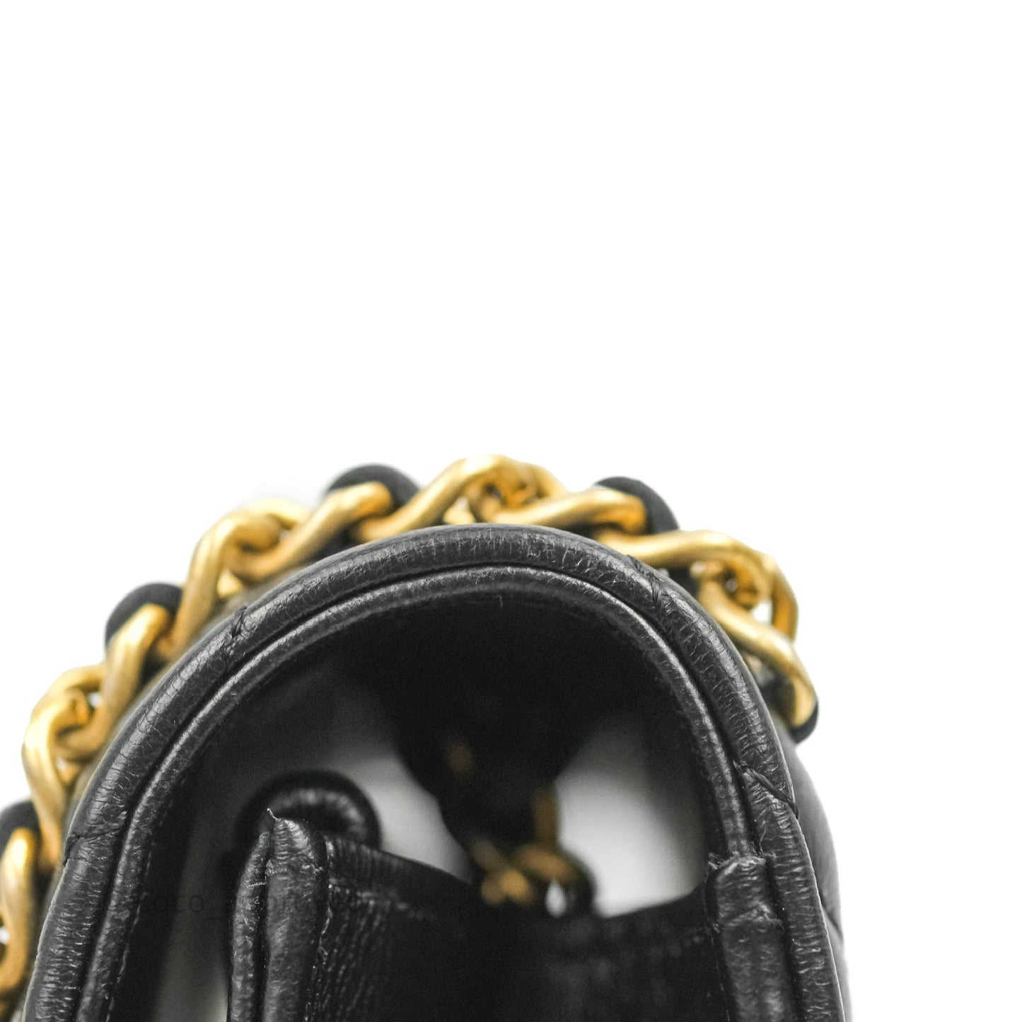 Chanel Quilted Wallet on Chain WOC Chain Around Black Lambskin Aged Gold Hardware