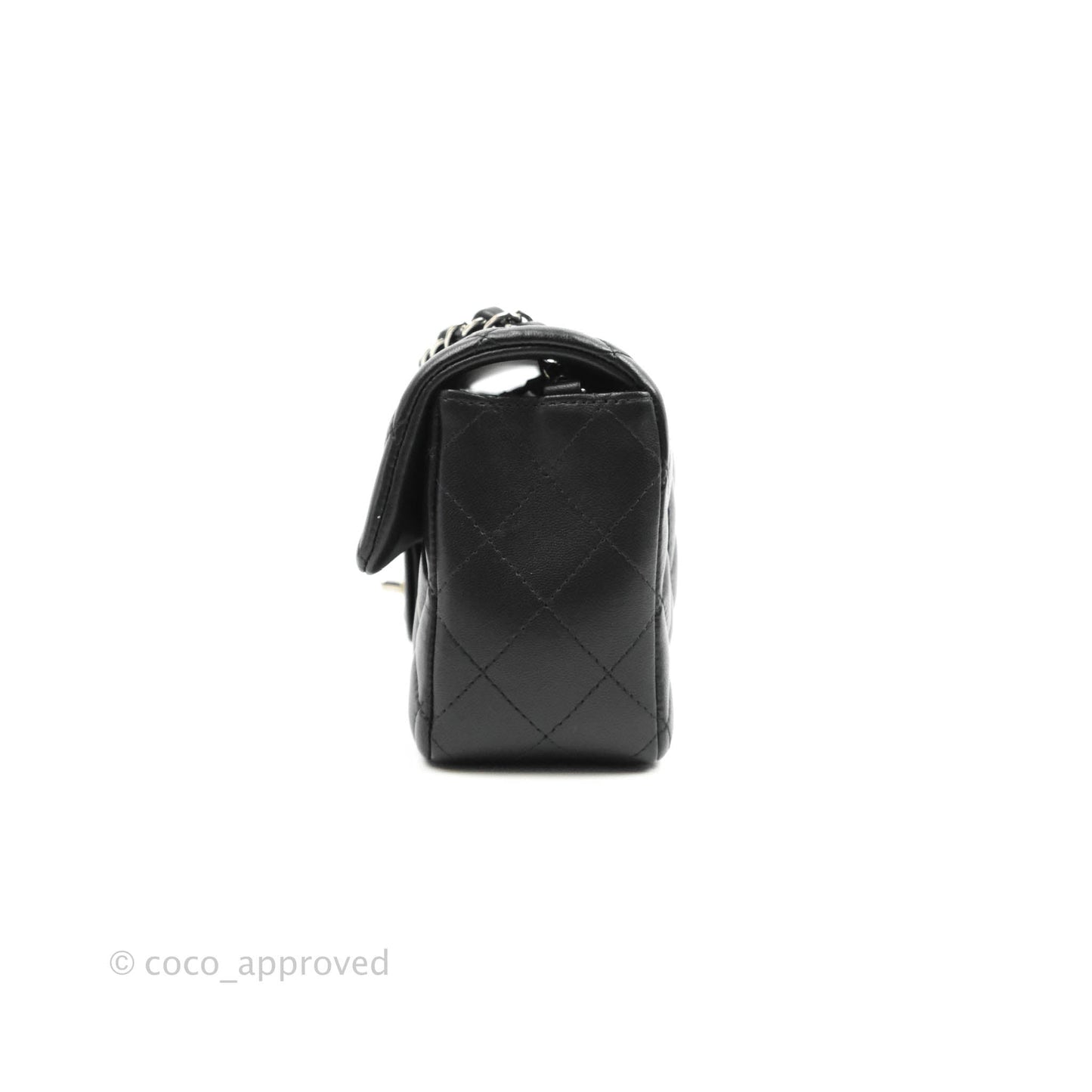Chanel Quilted Mini Rectangular Black Lambskin Silver Hardware